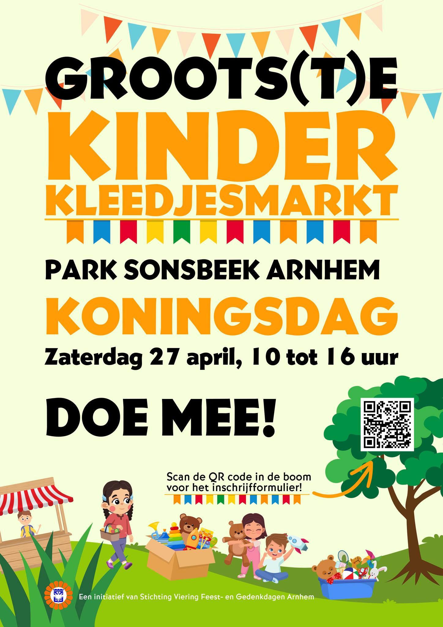Groots(t)e kinderkleedjesmarkt Koningsdag Park Sonsbeek